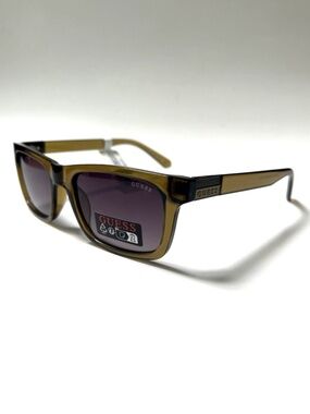 NWT GUESS Square Sunglasses Olive Green Classic Gunmetal Logo GO00113 Acetate